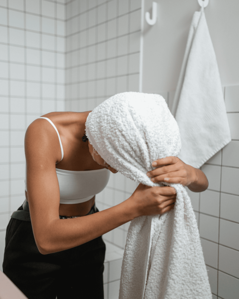 Micro-fibre hair towel hair care routine